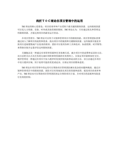 浅析TOC理论在项目管理中的运用