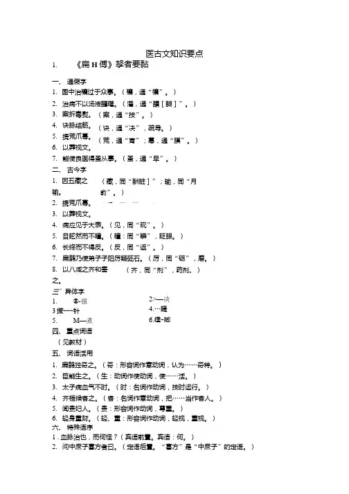 中医医古文期末考试知识要点总结.docx