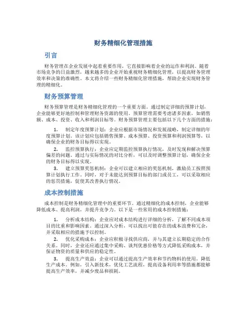 财务精细化管理措施
