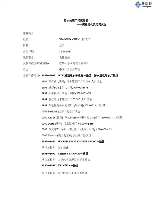 污水处理厂污泥处置—高温消化及污泥焚烧