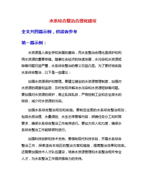 水系综合整治合理化建议