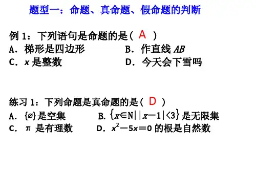 常用逻辑用语复习-题型小结