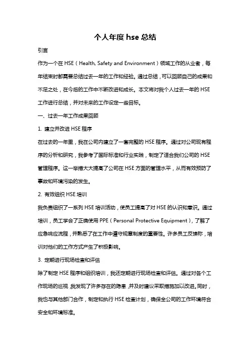 个人年度hse总结