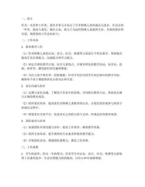 培智工作个人工作总结