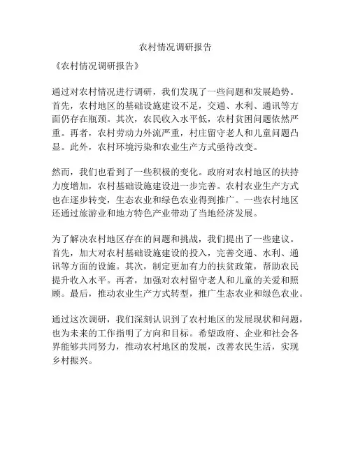 农村情况调研报告