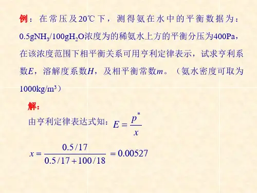 化工原理 第六章 吸收-例题