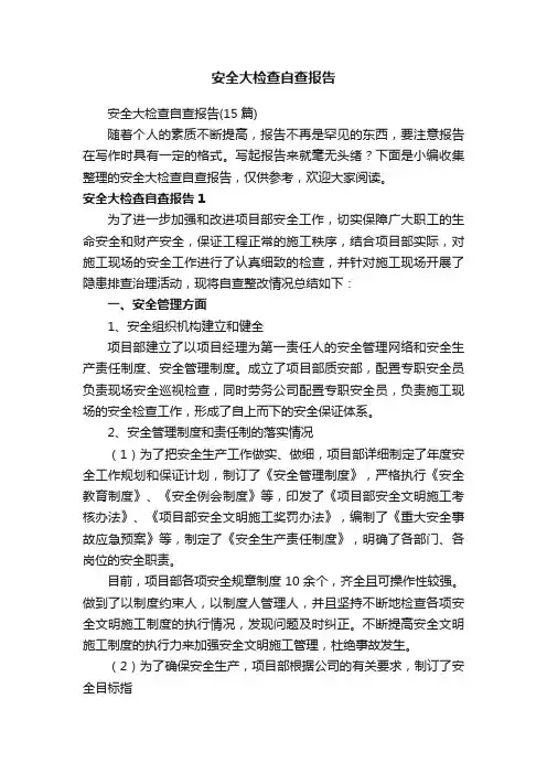 安全大检查自查报告