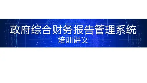 政府综合财务报告管理系统培训讲义