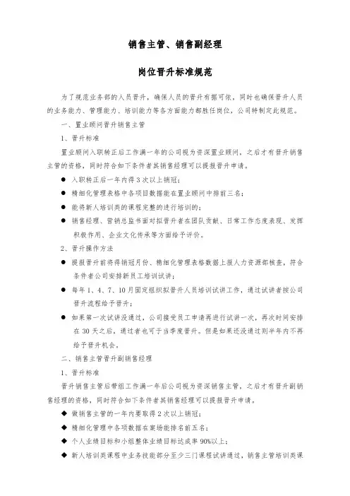 房地产销售部门晋升管理制度