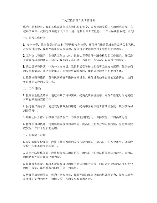 作为安检员的个人工作计划