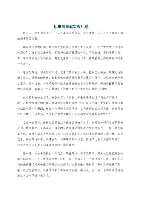 民事纠纷庭审观后感