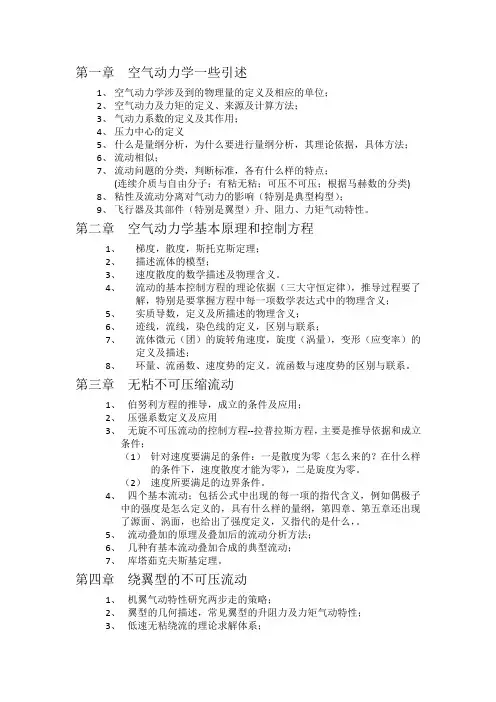 空气动力学前六章知识要点