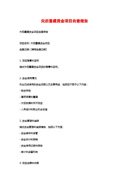 灾后重建资金项目自查报告