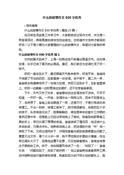 什么的故事作文800字优秀
