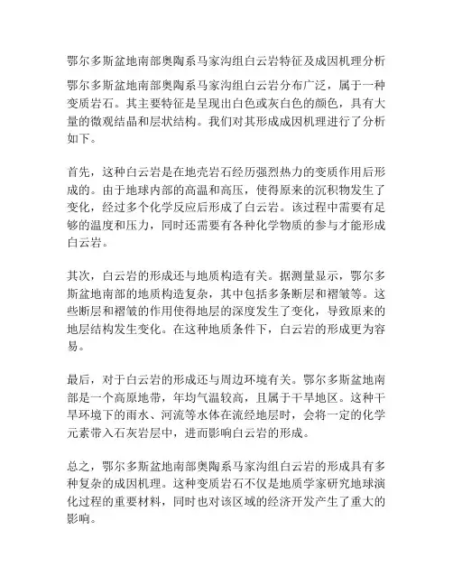 鄂尔多斯盆地南部奥陶系马家沟组白云岩特征及成因机理分析