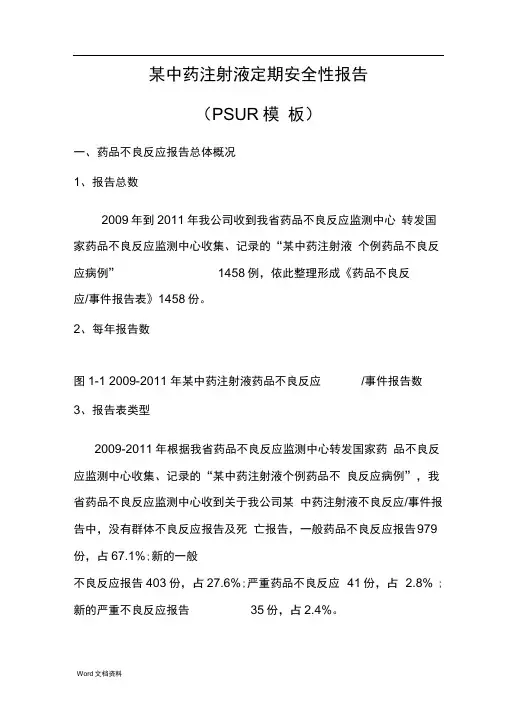 PSUR报告(药品定期安全性报告)模板