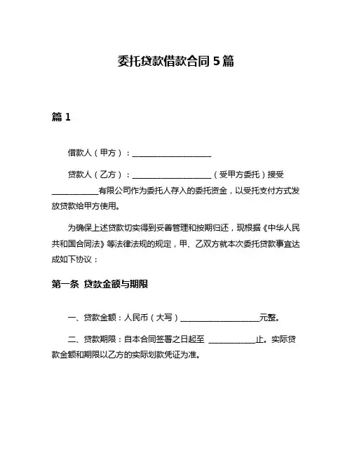 委托贷款借款合同5篇