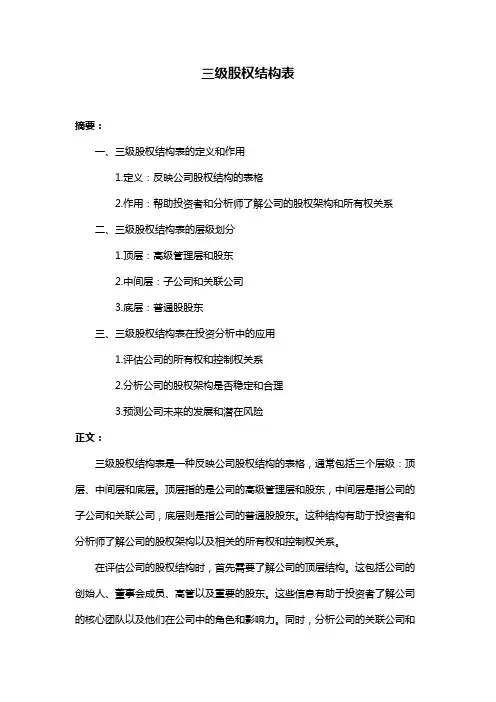 三级股权结构表