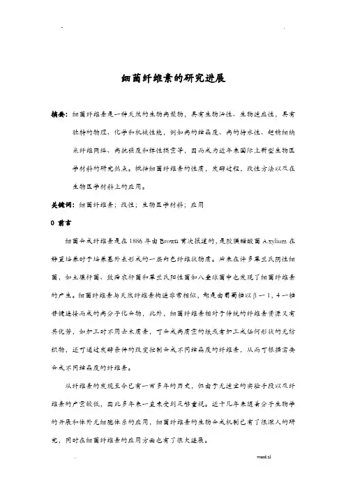 细菌纤维素的研究报告进展