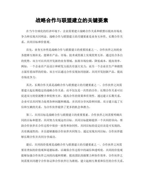 战略合作与联盟建立的关键要素