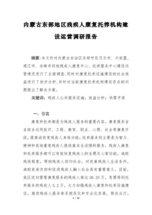 残疾人基础服务设施建设情况的调研报告
