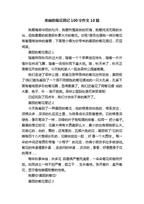 美丽的菊花周记100字作文10篇