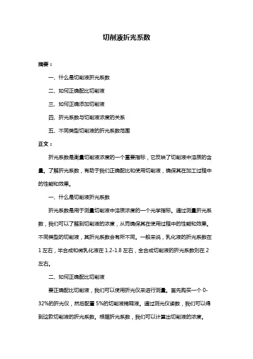 切削液折光系数