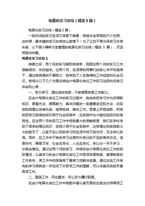 电算化实习总结（精选5篇）