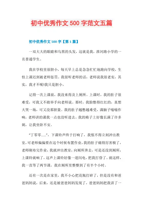初中优秀作文500字范文五篇
