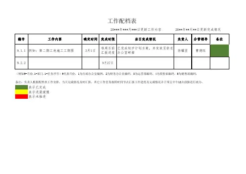 工作配档表(模板)