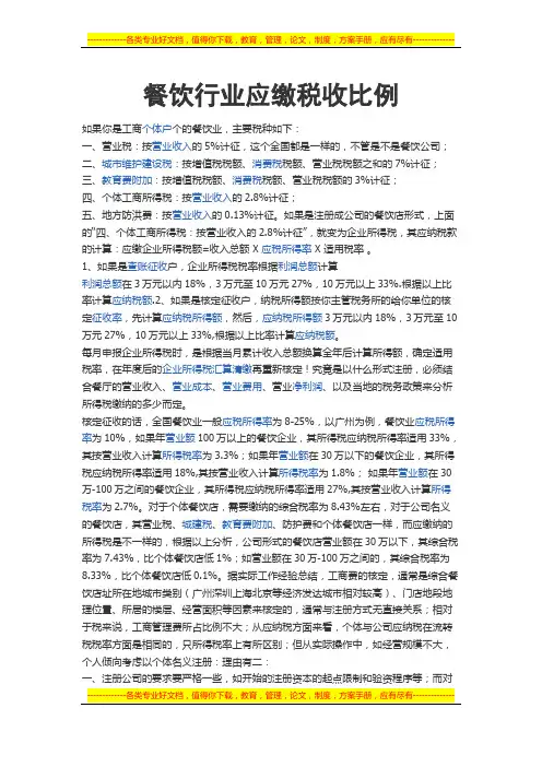 餐饮行业税收比例