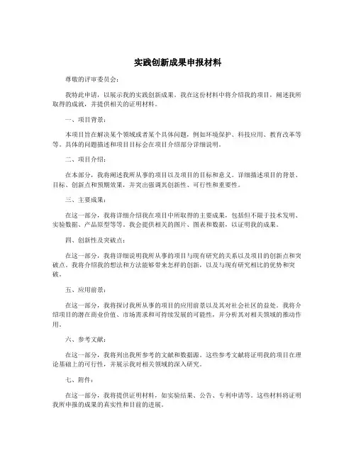 实践创新成果申报材料