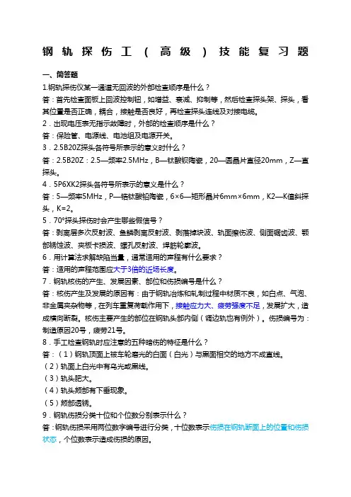 钢轨探伤工(高级)技能