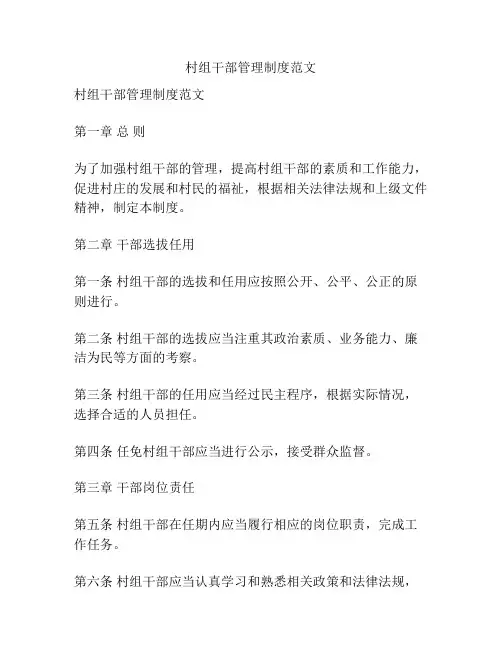 村组干部管理制度范文