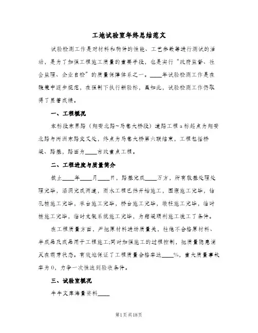工地试验室年终总结范文(四篇)