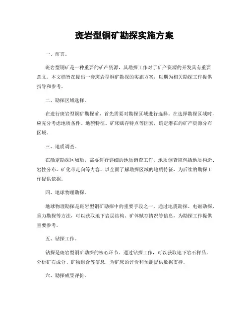 斑岩型铜矿勘探实施方案