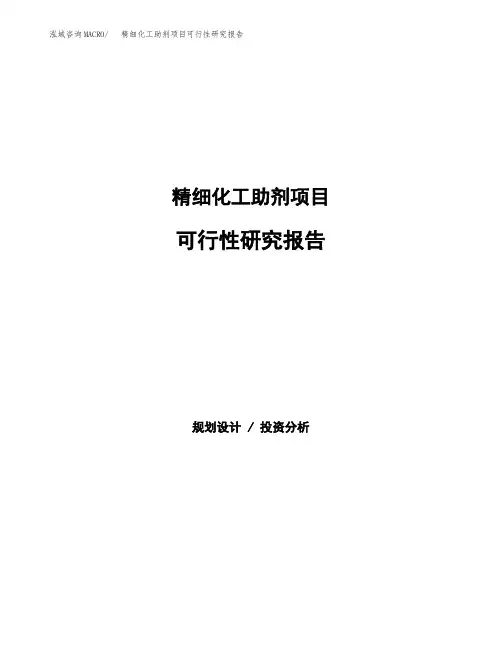 精细化工助剂项目可行性研究报告(立项备案下载可编辑) (1)