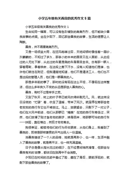 小学五年级有关善良的优秀作文5篇