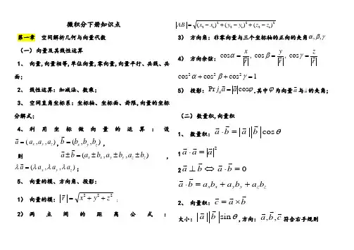 微积分下册知识点