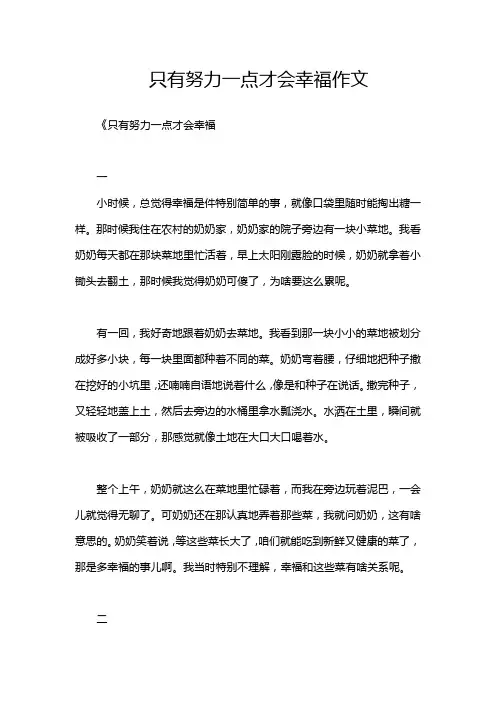 只有努力一点才会幸福作文