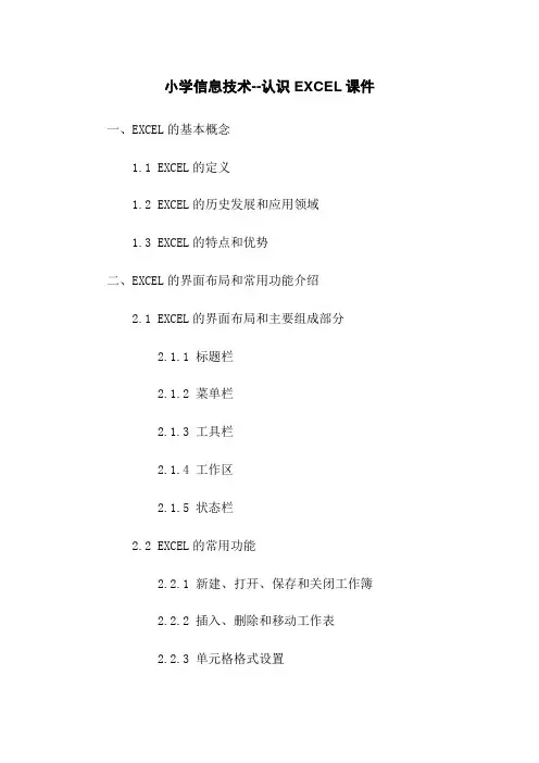小学信息技术--认识EXCEL课件