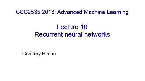 【RNN】Recurrent neural networks hinton lec10new