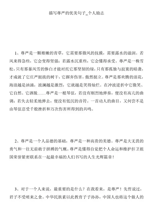 描写尊严的优美句子_个人励志