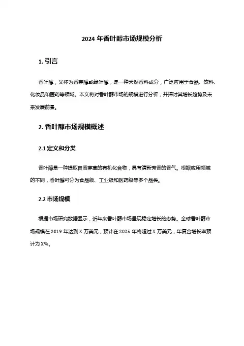 2024年香叶醇市场规模分析