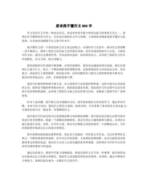 原来我不懂作文600字
