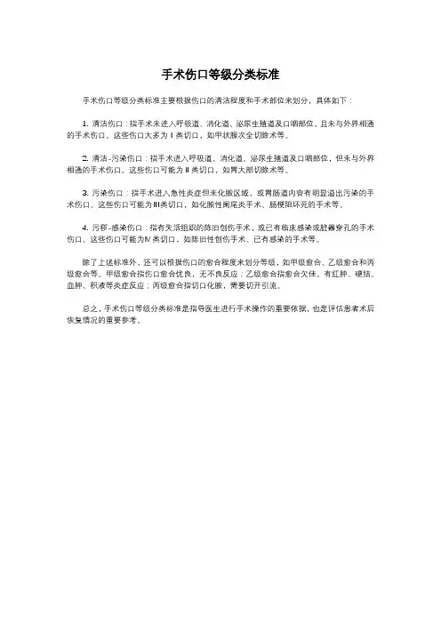 手术伤口等级分类标准