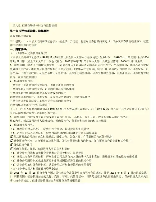第八章 证券市场法律制度与监督管理