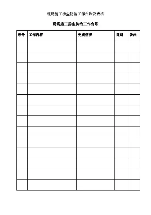 现场施工扬尘防治工作台账及表格