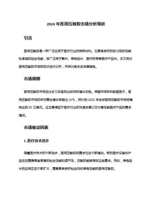 2024年医用压敏胶市场分析现状