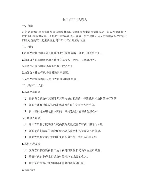 村三年工作计划范文